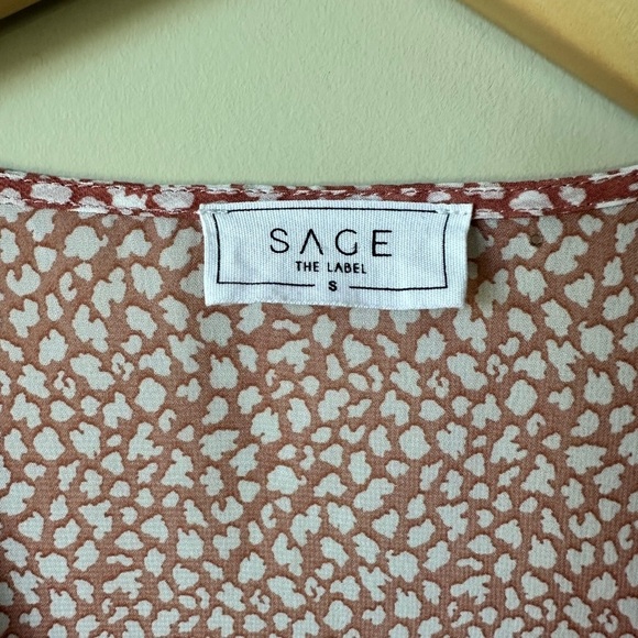 Sage  The Label Tie Front Crop Top Blouse Size Small - Picture 3 of 4